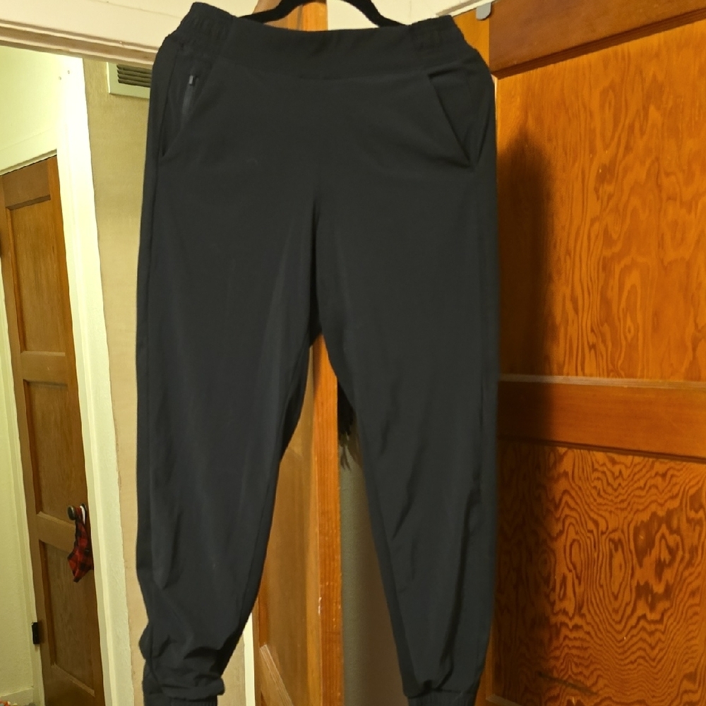 Athleta Gray Track Pants with Elastic Waistband and Tapered Legs
